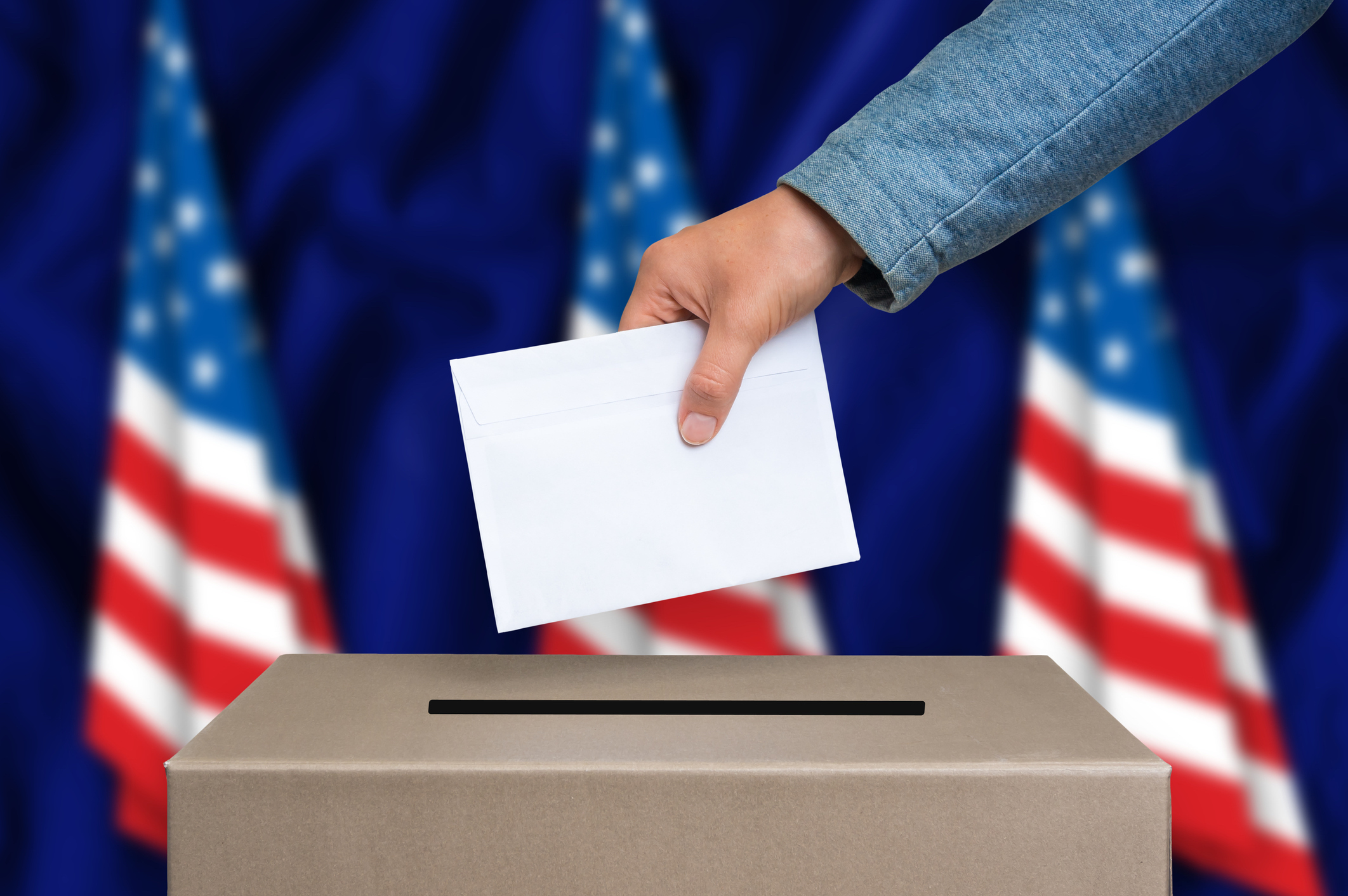 Ballot Box with USA Flag